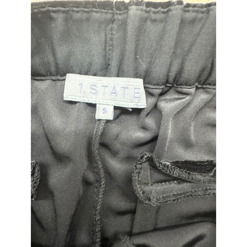 1.STATE Womens Black Velvet Joggers Elastic Waist Tapered Pants Small RN 51323 - Picture 2 of 6